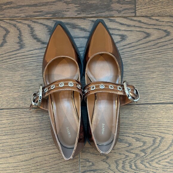 Maeve Pointed-Toe Moto Mary Jane Flats - NWOT - Picture 6 of 10